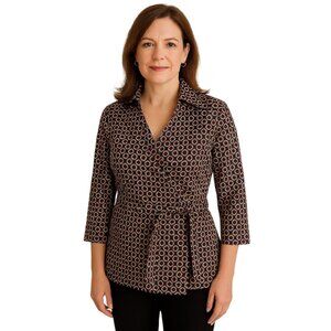 VINTAGE Geri C New York Shirt Blouse Top Faux Wrap Tie Women's WOMAN'S Large